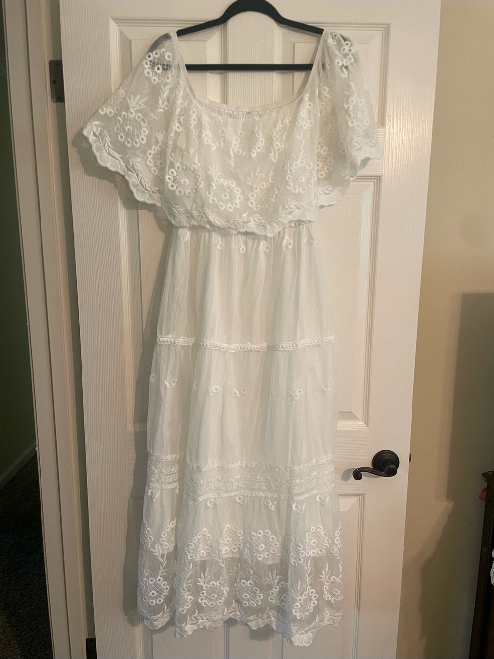 White Embroidered Maxi Dress - Brand Unspecified